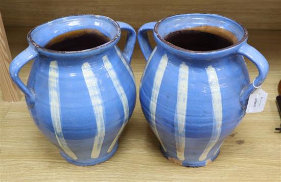 Two French striped pottery jugs, c.1960, height 30cm